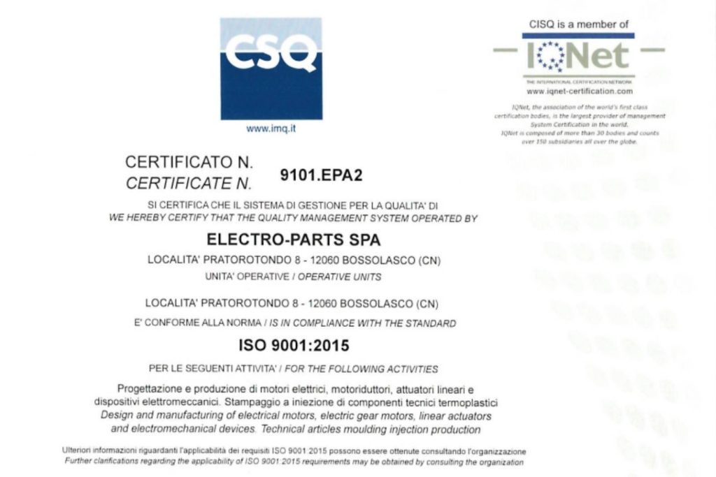 Certifications ISO 9001​